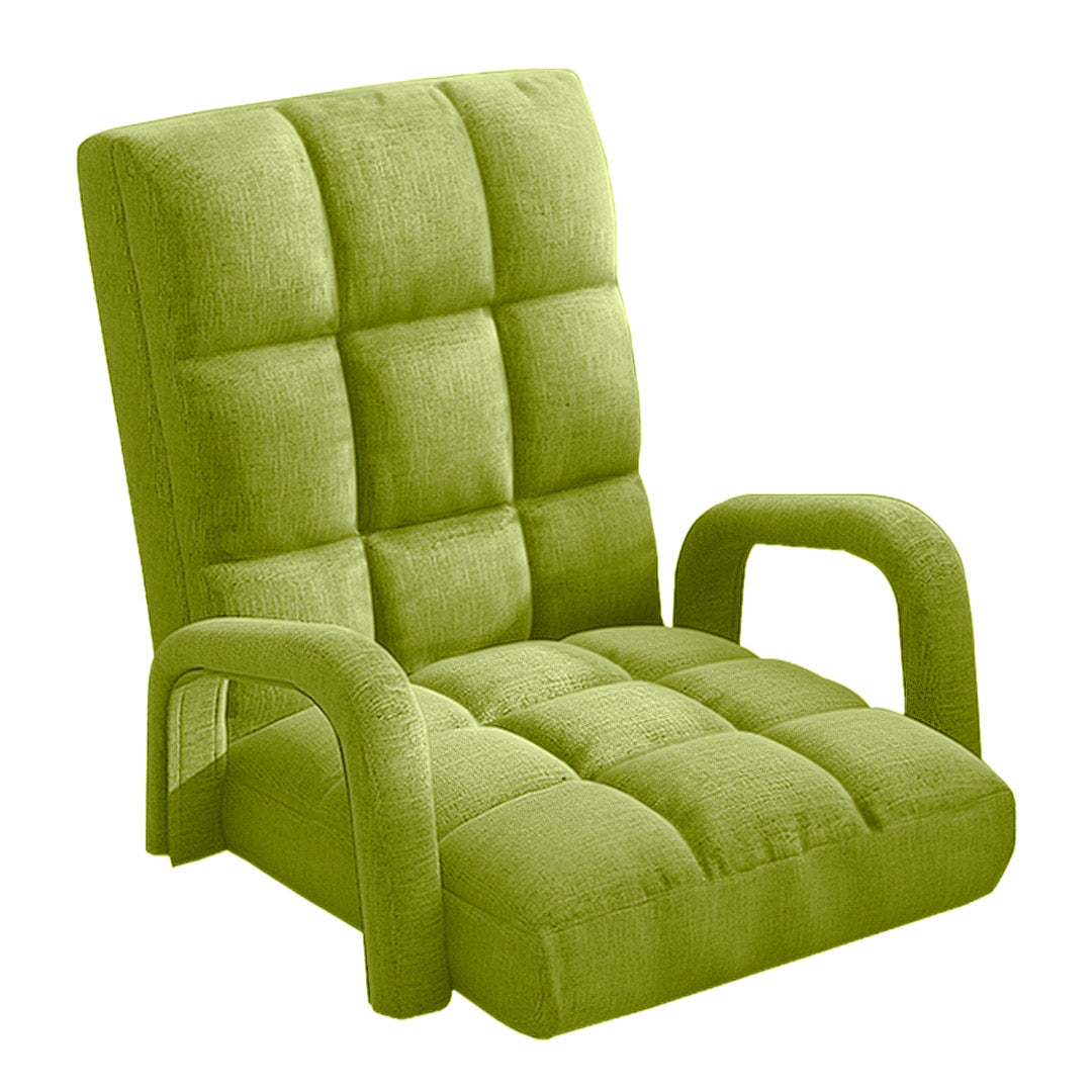 SOGA Foldable Lounge Cushion Adjustable Floor Lazy Recliner Chair with Armrest Yellow Green-Recliner Chair-PEROZ Accessories