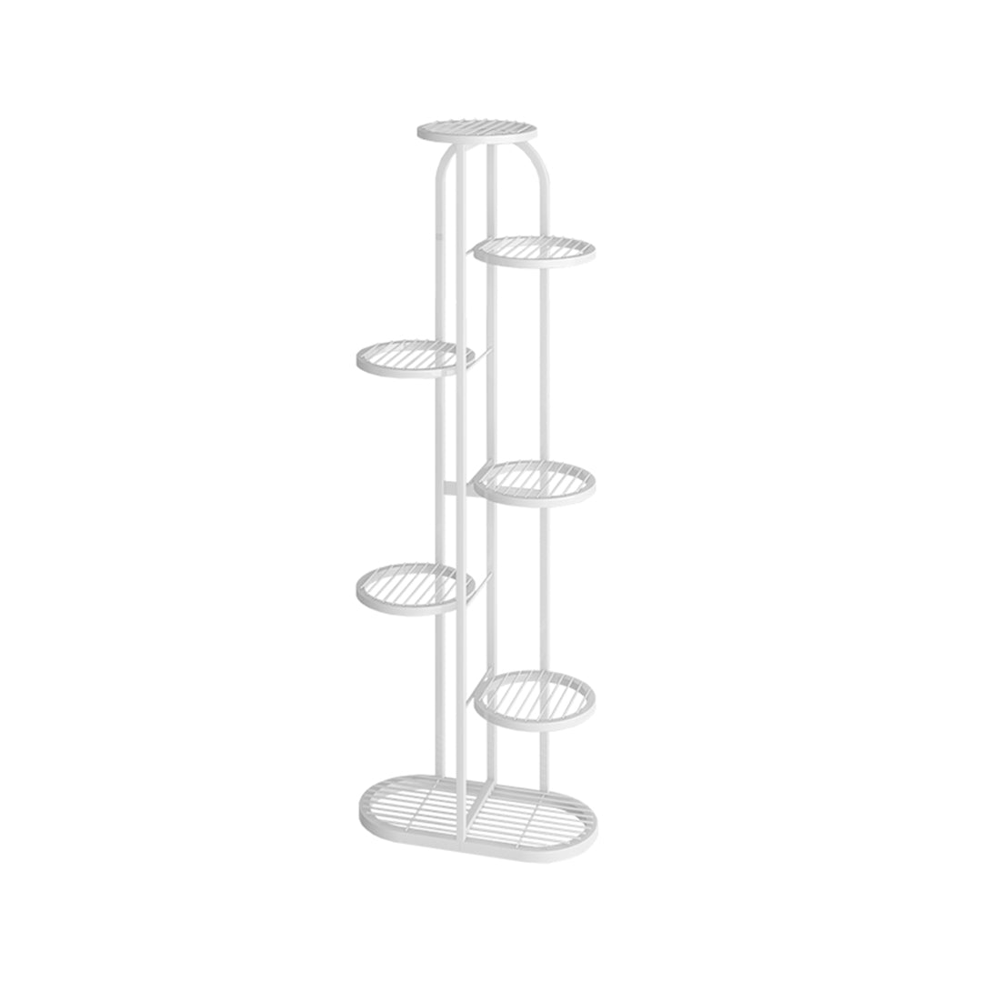 SOGA 7 Tier 8 Pots White Round Metal Plant Rack Flowerpot Storage Display Stand Holder Home Garden Decor-Indoor Pots, Planters and Plant Stands-PEROZ Accessories