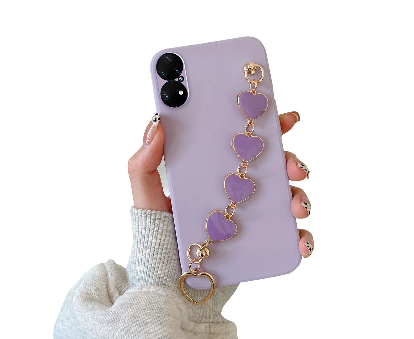 Anymob Huawei Phone Case Lavender Heart Shape Strap Soft Silicone Back Cover-Mobile Phone Cases-PEROZ Accessories