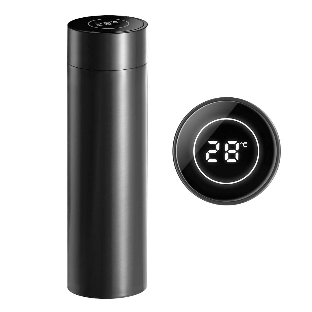 SOGA 500ML Stainless Steel Smart LCD Thermometer Display Bottle Vacuum Flask Thermos Black-Smart Bottles-PEROZ Accessories