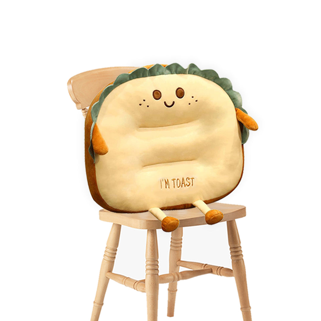 SOGA Cute Face Toast Bread Cushion Stuffed Car Seat Plush Cartoon Back Support Pillow Home Decor-Chair & Sofa Cushions-PEROZ Accessories