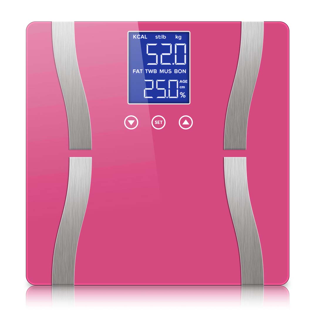 SOGA Glass LCD Digital Body Fat Scale Bathroom Electronic Gym Water Weighing Scales Pink-Body Weight Scales-PEROZ Accessories