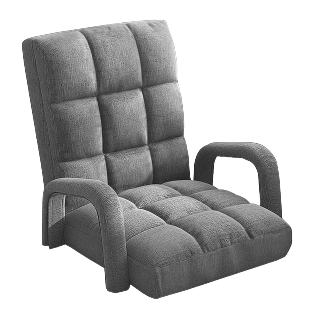 SOGA Foldable Lounge Cushion Adjustable Floor Lazy Recliner Chair with Armrest Grey-PEROZ Accessories
