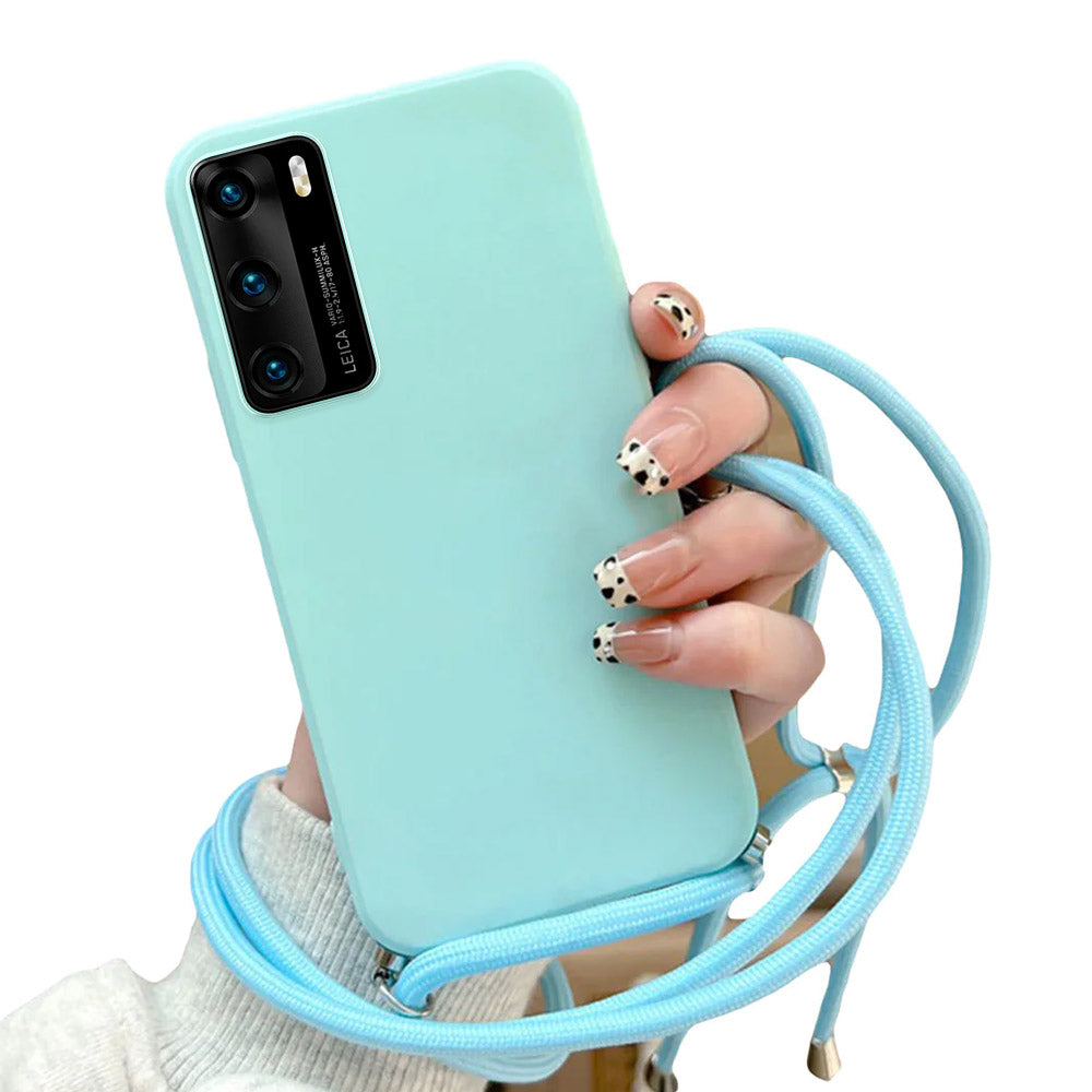 Anymob Huawei Phone Case Mint Green Necklace Lanyard Crossbody Cord Rope Silicone-Mobile Phone Cases-PEROZ Accessories