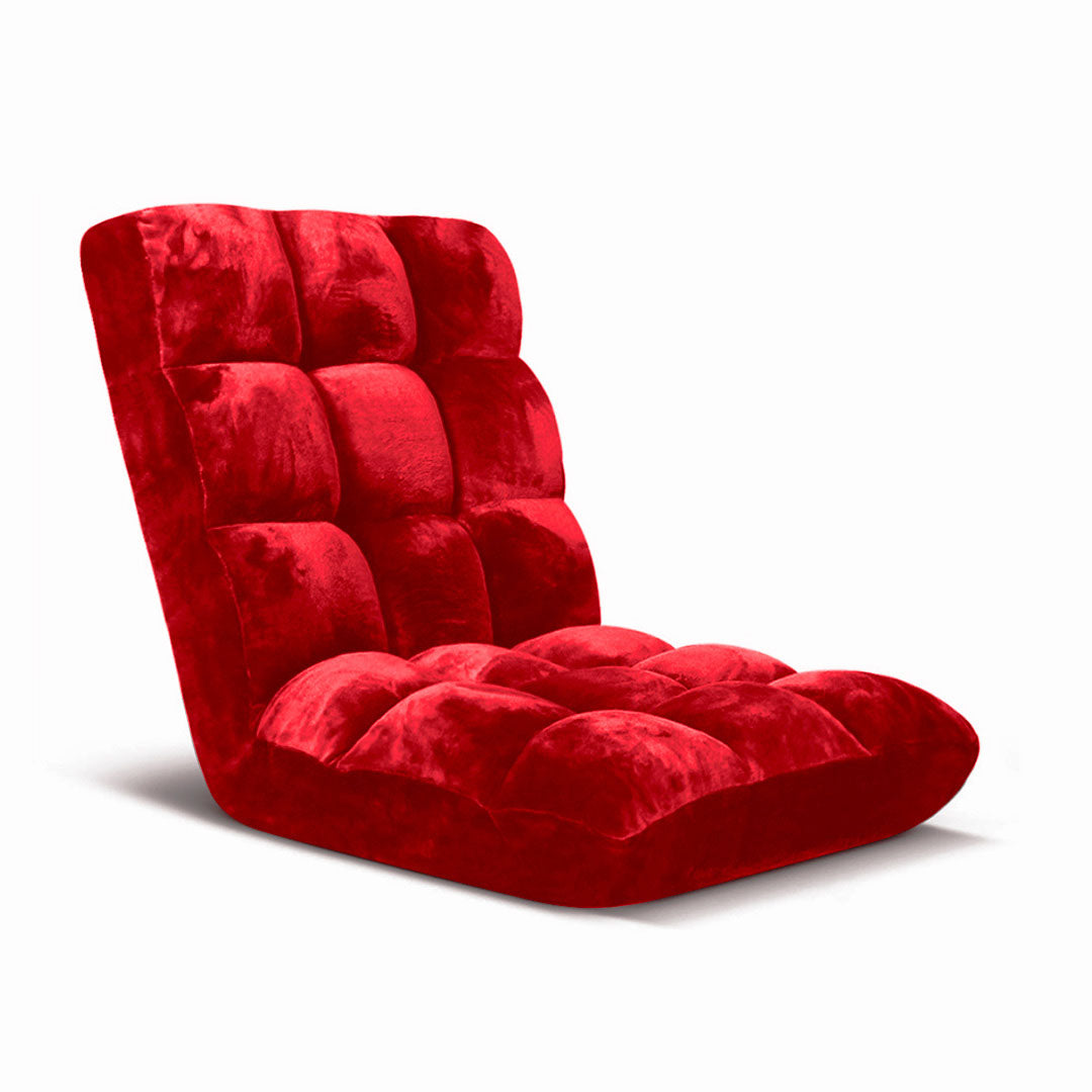 SOGA Floor Recliner Folding Lounge Sofa Futon Couch Folding Chair Cushion Red-Recliner Chair-PEROZ Accessories