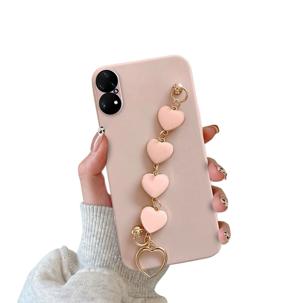 Anymob Huawei Phone Case Light Pink Heart Shape Strap Soft Silicone Back Cover-Mobile Phone Cases-PEROZ Accessories