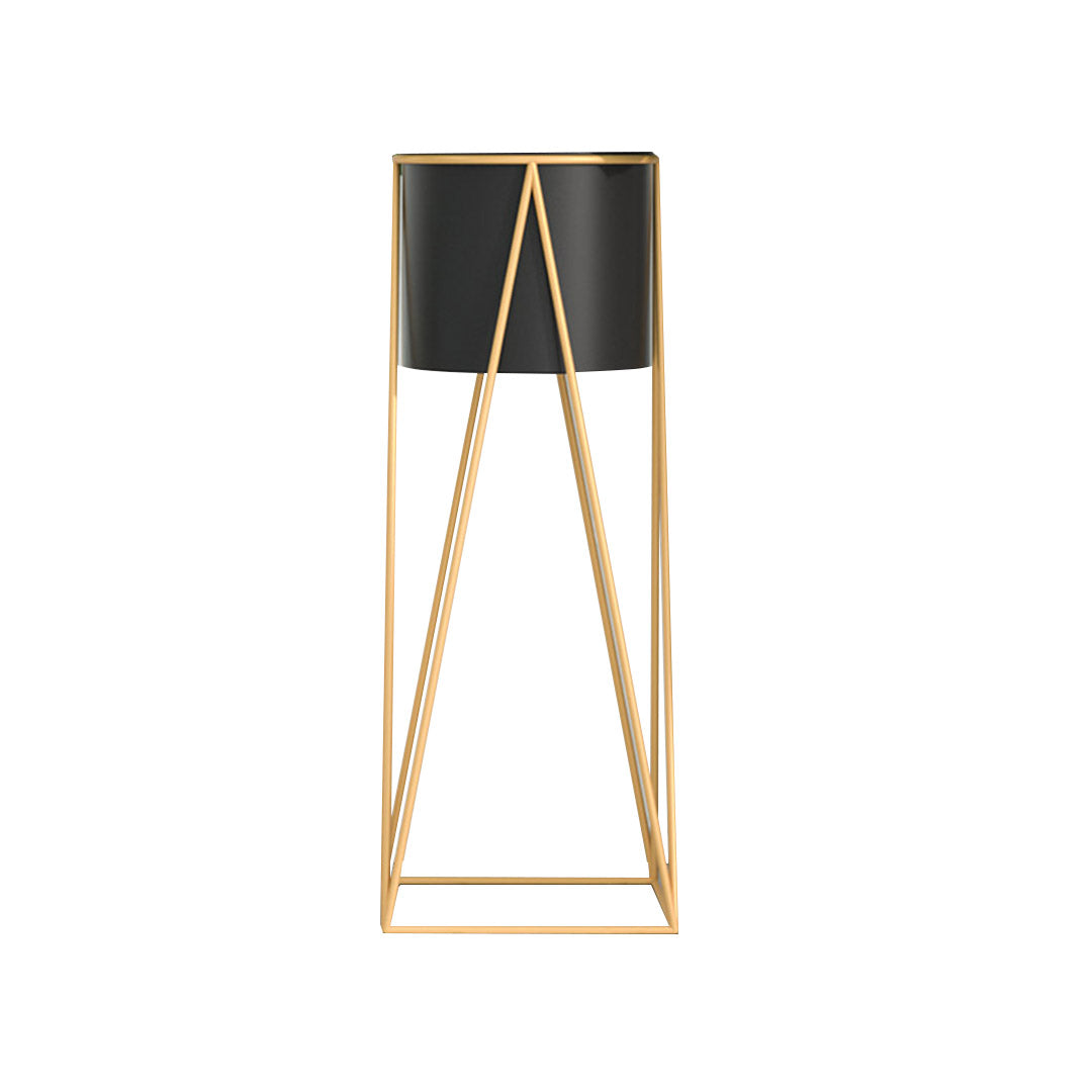 SOGA 70cm Gold Metal Plant Stand with Black Flower Pot Holder Corner Shelving Rack Indoor Display-Indoor Pots, Planters and Plant Stands-PEROZ Accessories