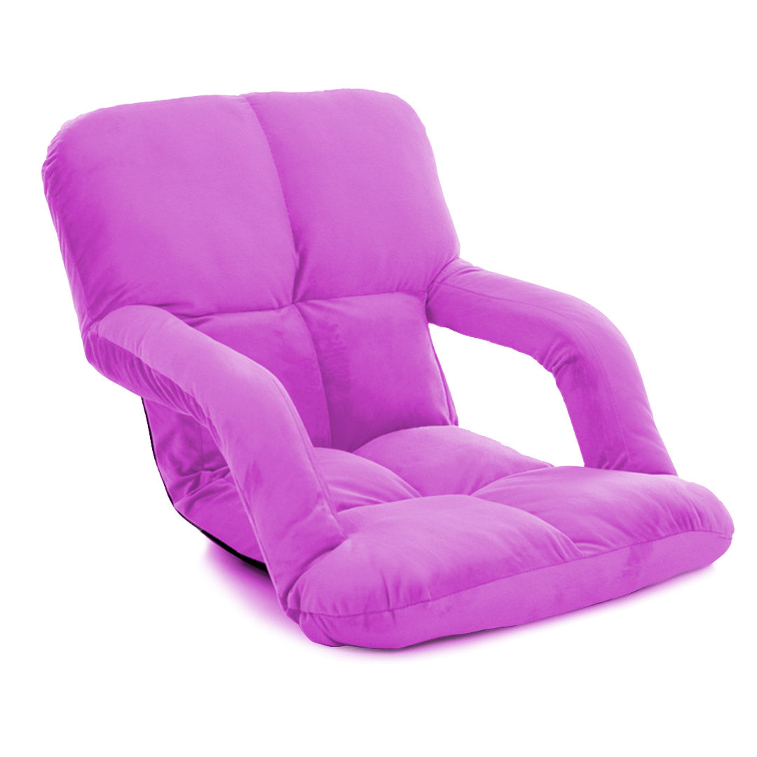 SOGA Foldable Lounge Cushion Adjustable Floor Lazy Recliner Chair with Armrest Purple-Recliner Chair-PEROZ Accessories