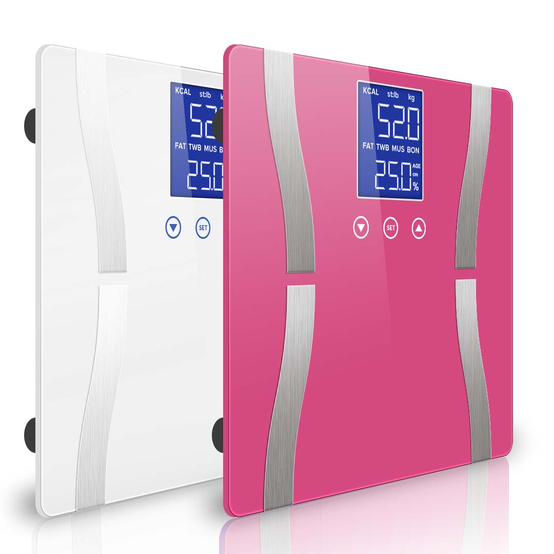 SOGA 2X Digital Body Fat Scale Bathroom Scales Weight Gym Glass Water LCD Pink White-Body Weight Scales-PEROZ Accessories
