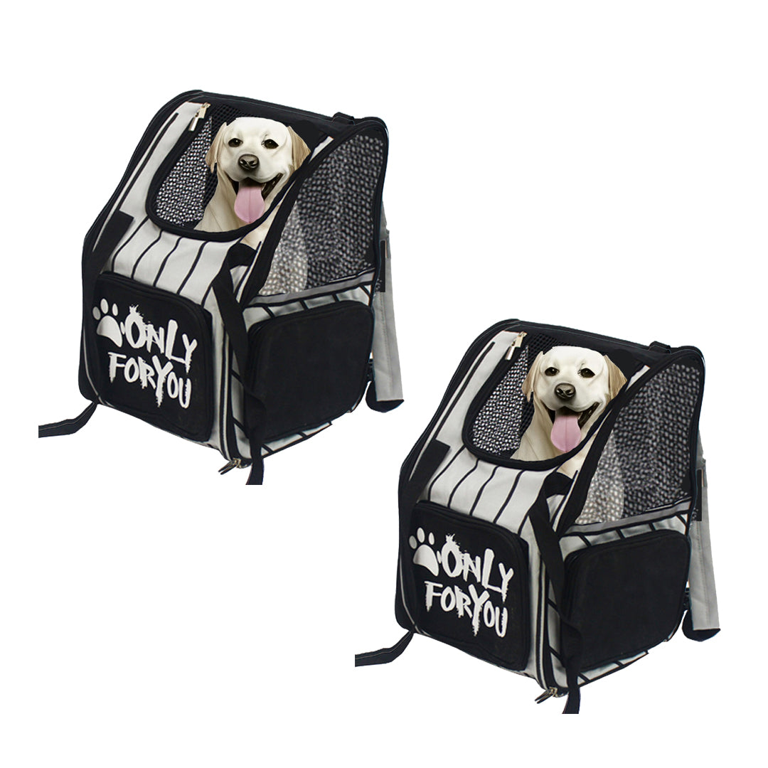 SOGA 2X Black Pet Carrier Backpack Breathable Mesh Portable Safety Travel Essentials Outdoor Bag-Pet Carriers & Travel Products-PEROZ Accessories