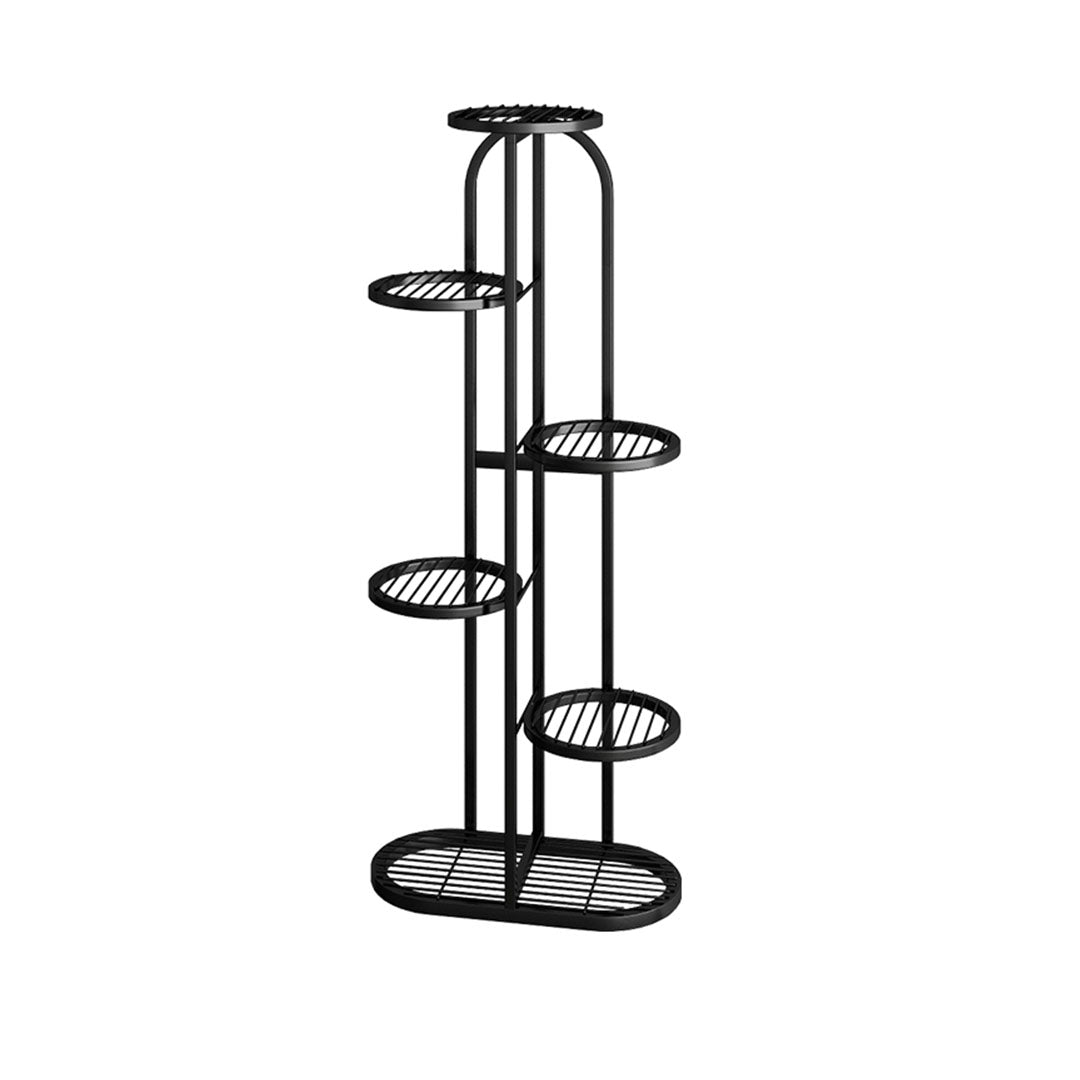 SOGA 6 Tier 7 Pots Black Round Metal Plant Rack Flowerpot Storage Display Stand Holder Home Garden Decor-Indoor Pots, Planters and Plant Stands-PEROZ Accessories