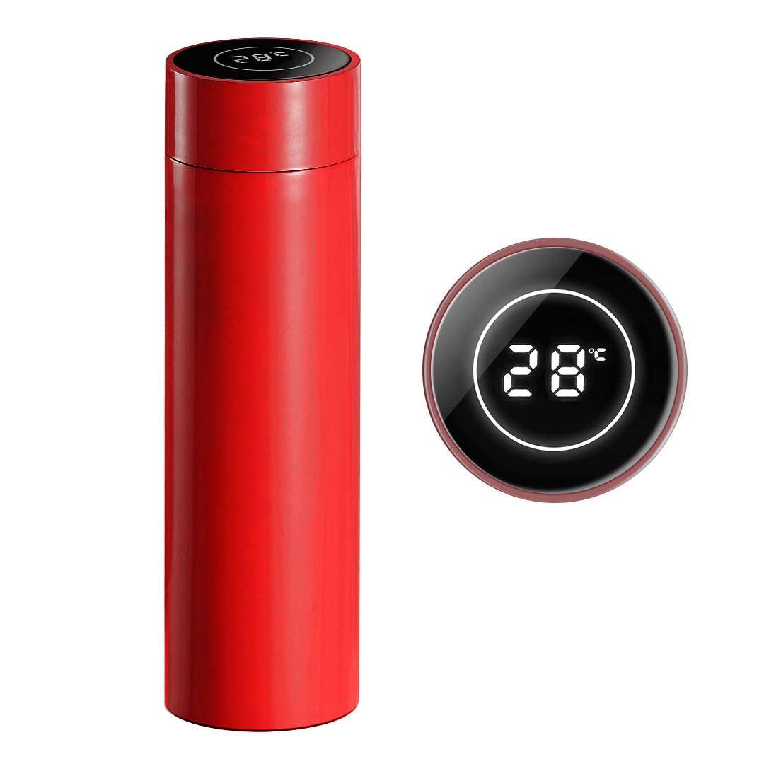 SOGA 500ML Stainless Steel Smart LCD Thermometer Display Bottle Vacuum Flask Thermos Red-Smart Bottles-PEROZ Accessories