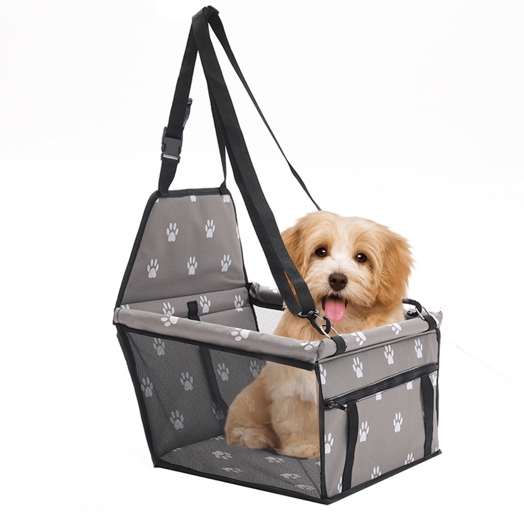 SOGA Waterproof Pet Booster Car Seat Breathable Mesh Safety Travel Portable Dog Carrier Bag Grey-Pet Carriers & Travel Products-PEROZ Accessories