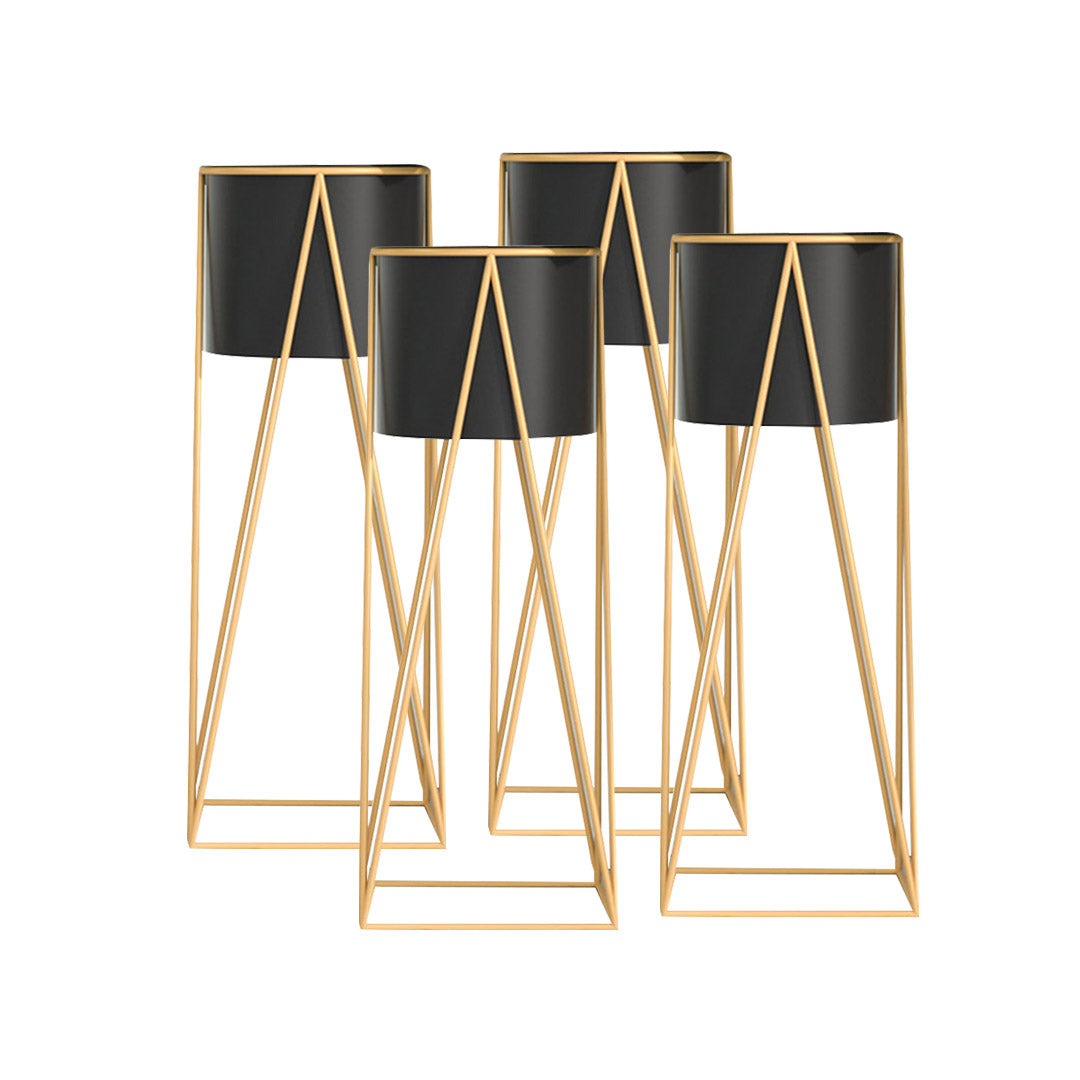 SOGA 4X 50cm Gold Metal Plant Stand with Black Flower Pot Holder Corner Shelving Rack Indoor Display-Indoor Pots, Planters and Plant Stands-PEROZ Accessories