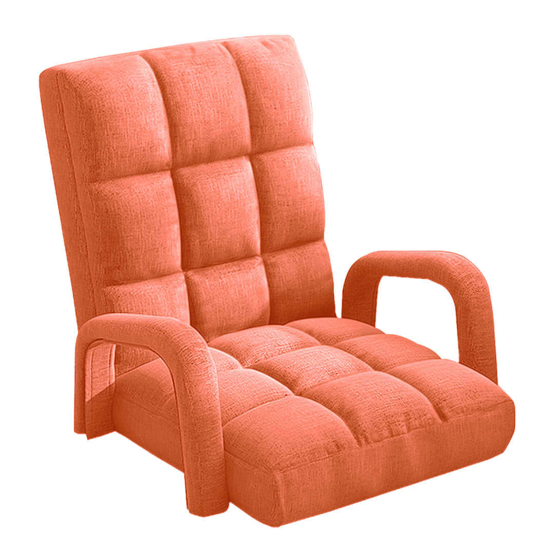 SOGA Foldable Lounge Cushion Adjustable Floor Lazy Recliner Chair with Armrest Orange-Recliner Chair-PEROZ Accessories