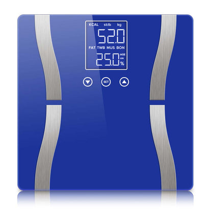 SOGA Glass LCD Digital Body Fat Scale Bathroom Electronic Gym Water Weighing Scales Blue-Body Weight Scales-PEROZ Accessories