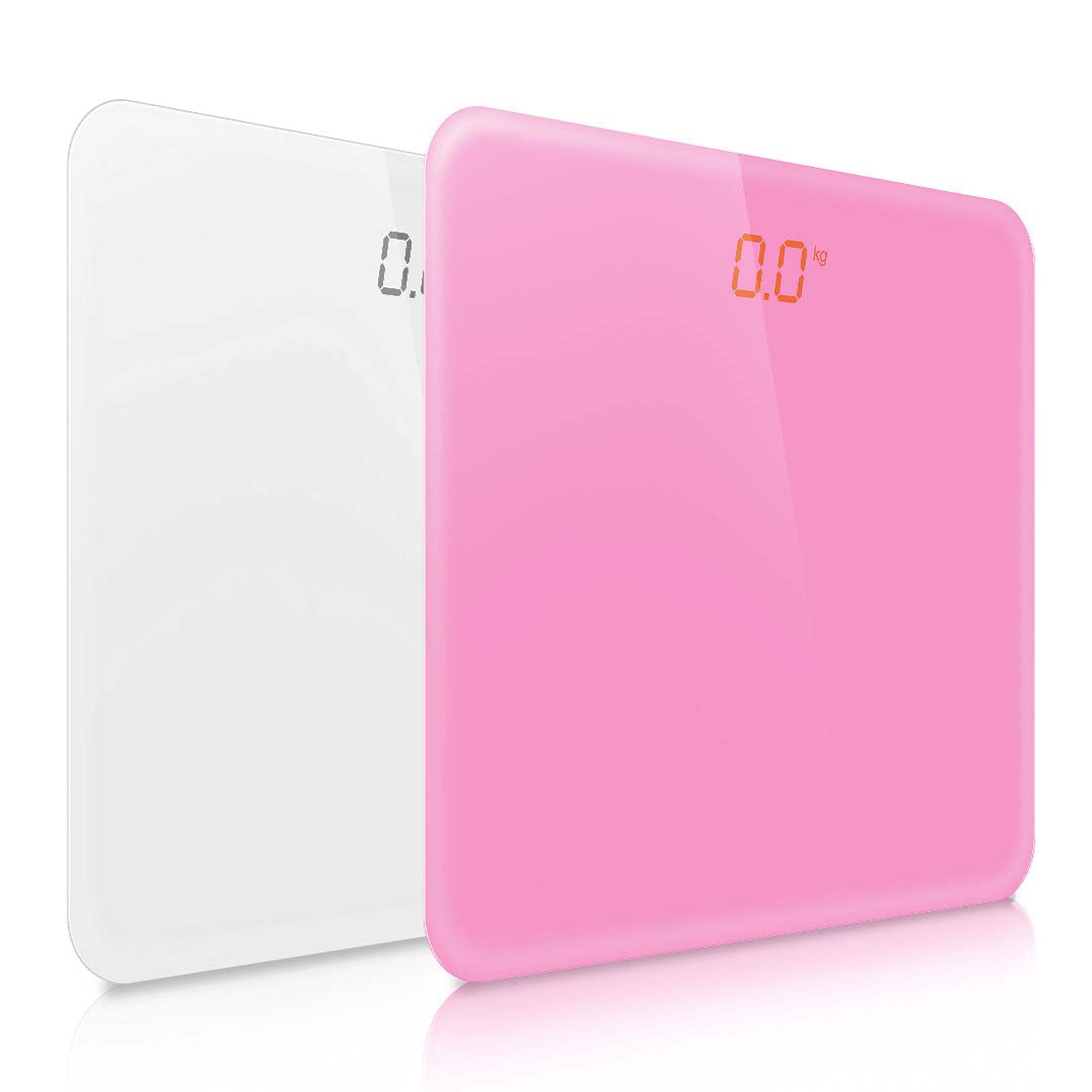 SOGA 2X 180kg Digital Fitness Weight Bathroom Gym Body Glass LCD Electronic Scales White Pink-Body Weight Scales-PEROZ Accessories