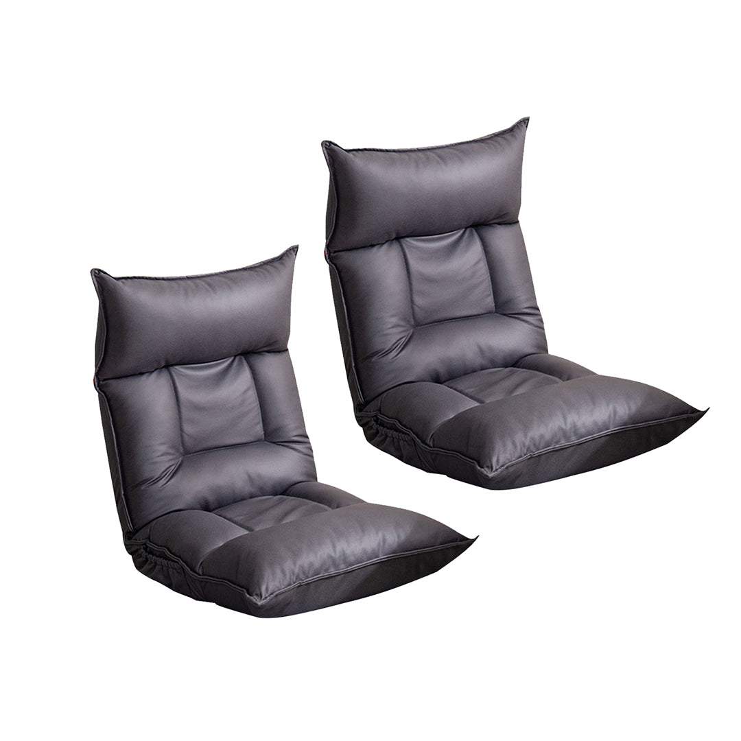 SOGA 2X Grey Lounge Recliner Lazy Sofa Bed Tatami Cushion Collapsible Backrest Seat Home Office Decor-Recliner Chair-PEROZ Accessories