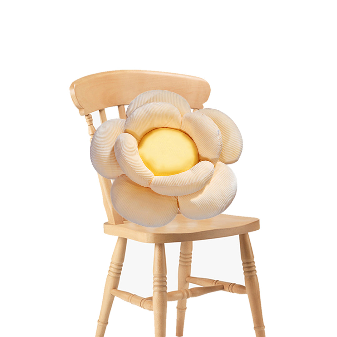 SOGA Beige Double Flower Shape Cushion Soft Bedside Floor Plush Pillow Home Decor-Chair & Sofa Cushions-PEROZ Accessories