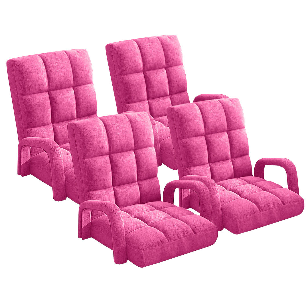 SOGA 4X Foldable Lounge Cushion Adjustable Floor Lazy Recliner Chair with Armrest Pink-PEROZ Accessories