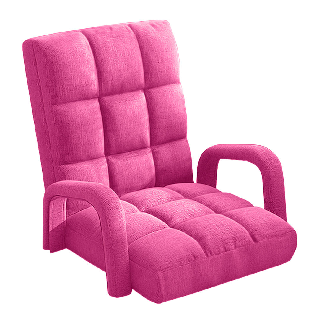 SOGA Foldable Lounge Cushion Adjustable Floor Lazy Recliner Chair with Armrest Pink-PEROZ Accessories