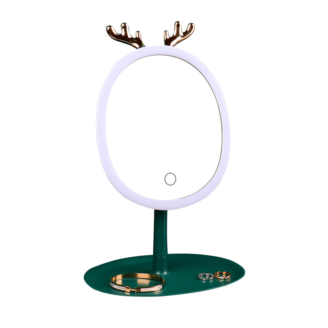SOGA Green Antler LED Light Makeup Mirror Tabletop Vanity Home Decor-Makeup Mirrors-PEROZ Accessories