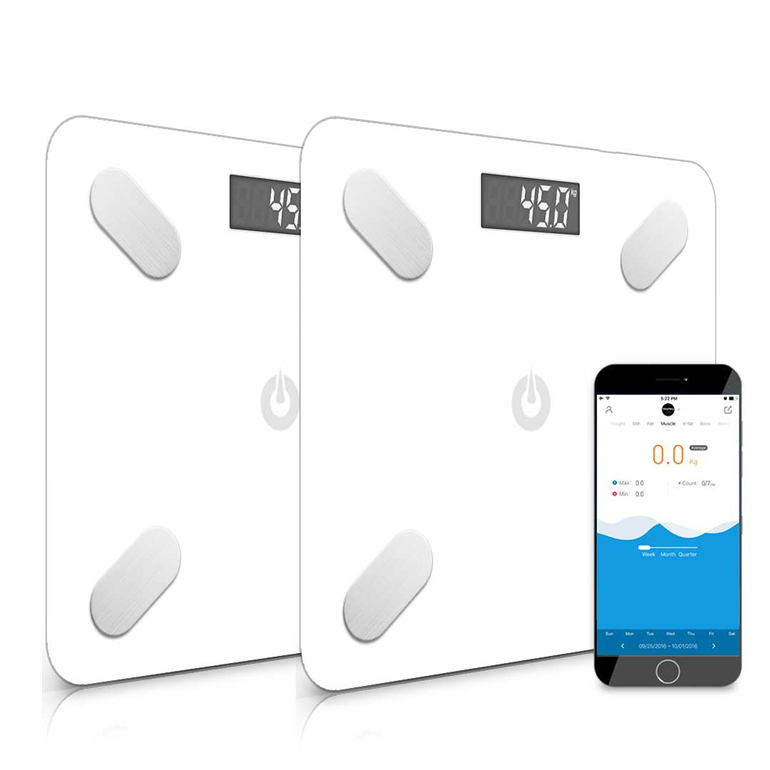 SOGA 2X Wireless Bluetooth Digital Body Fat Scale Bathroom Weighing Scales Health Analyzer Weight White-Body Weight Scales-PEROZ Accessories