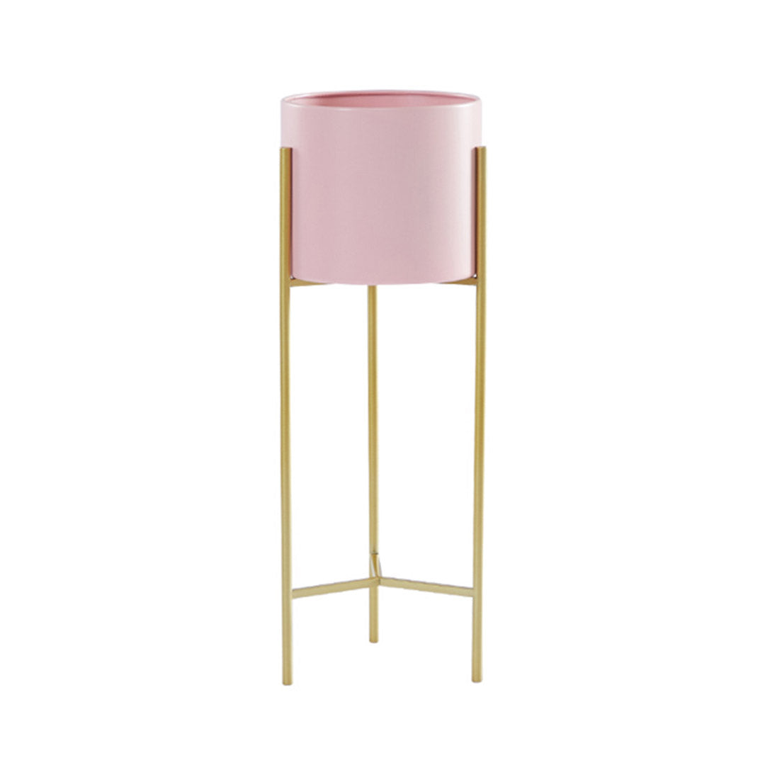 SOGA 2 Layer 42cm Gold Metal Plant Stand with Pink Flower Pot Holder Corner Shelving Rack Indoor Display-Indoor Pots, Planters and Plant Stands-PEROZ Accessories