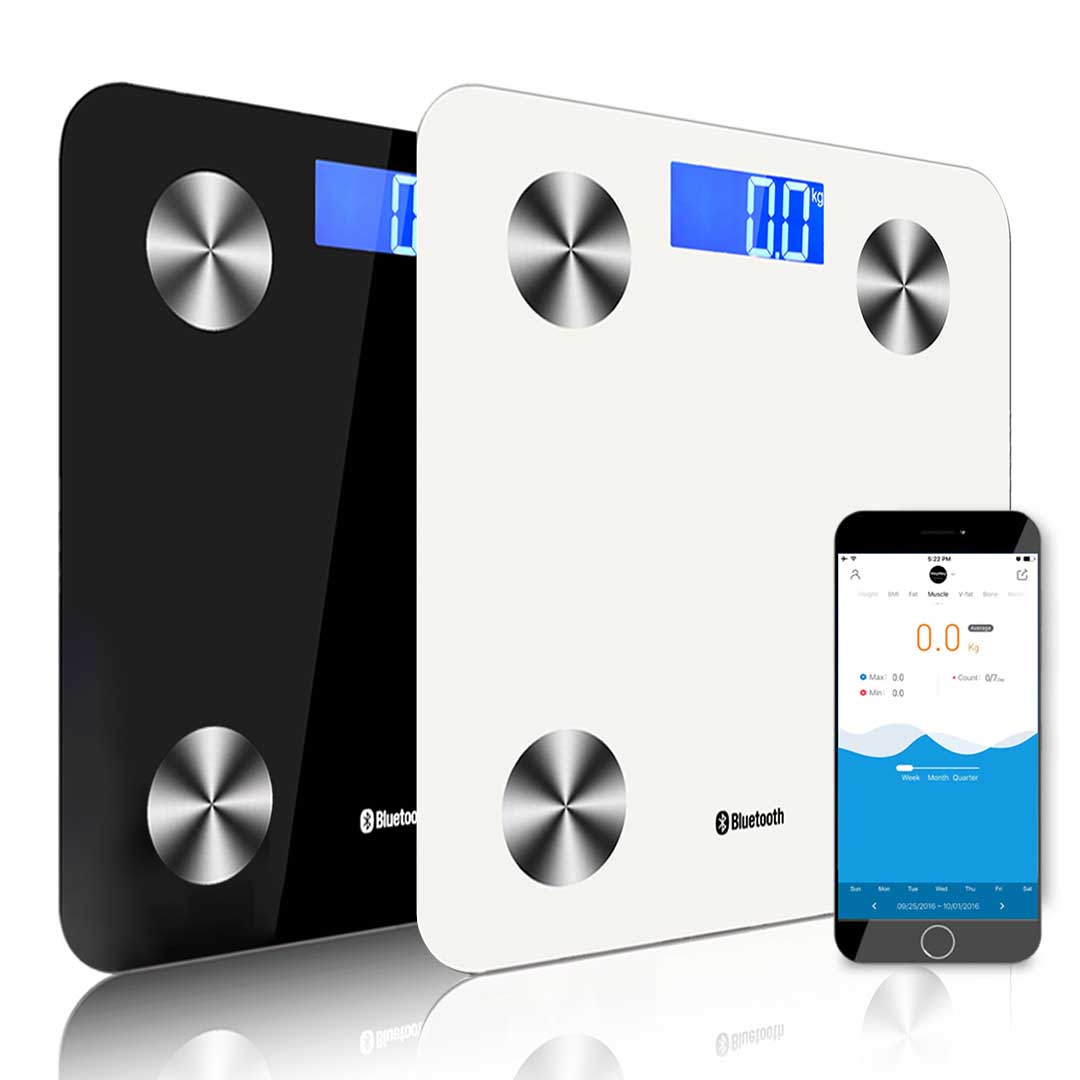 SOGA 2X Wireless Bluetooth Digital Body Fat Scale Bathroom Health Analyser Weight Black White-Body Weight Scales-PEROZ Accessories