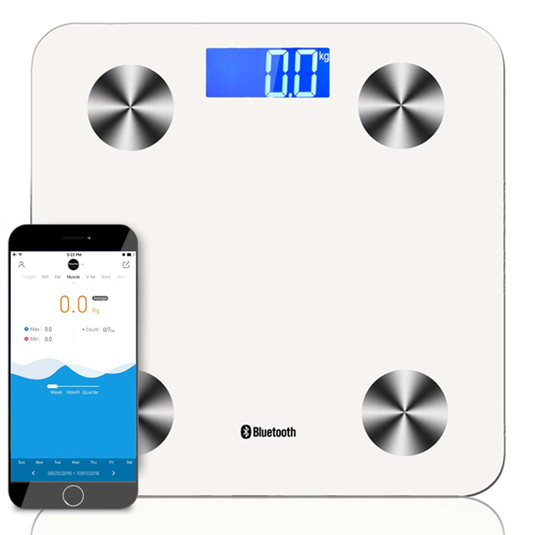 SOGA Wireless Bluetooth Digital Body Fat Scale Bathroom Health Analyser Weight White-Body Weight Scales-PEROZ Accessories