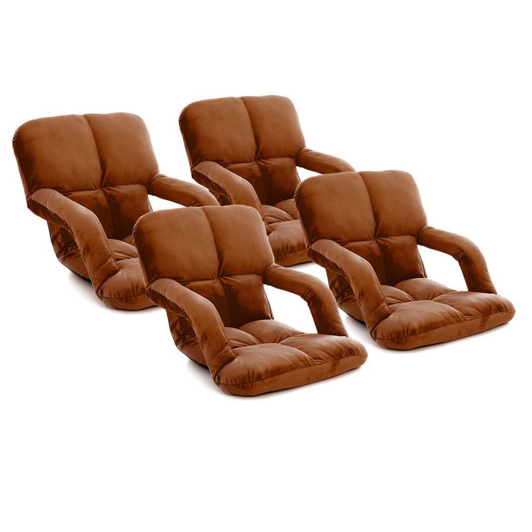 SOGA 4X Foldable Lounge Cushion Adjustable Floor Lazy Recliner Chair with Armrest Coffee - Kid-Recliner Chair-PEROZ Accessories