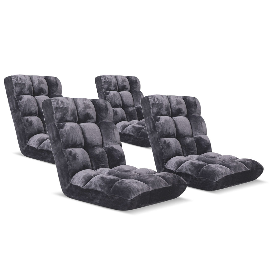 SOGA 4X Floor Recliner Folding Lounge Sofa Futon Couch Folding Chair Cushion Grey-Recliner Chair-PEROZ Accessories