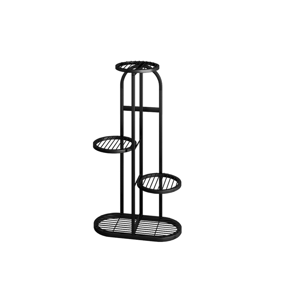 SOGA 4 Tier 5 Pots Black Round Metal Plant Rack Flowerpot Storage Display Stand Holder Home Garden Decor-Indoor Pots, Planters and Plant Stands-PEROZ Accessories