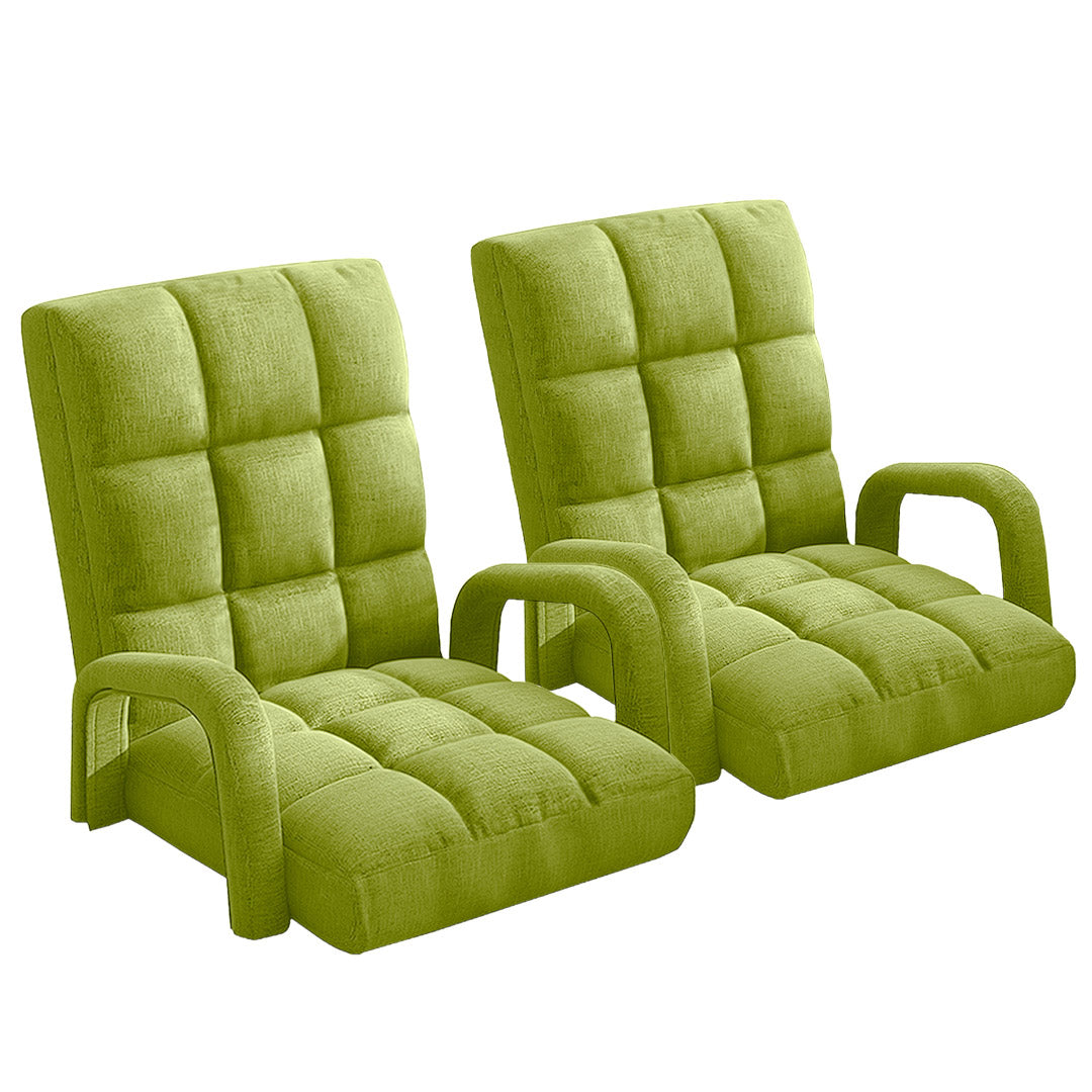 SOGA 2X Foldable Lounge Cushion Adjustable Floor Lazy Recliner Chair with Armrest Yellow Green-Recliner Chair-PEROZ Accessories