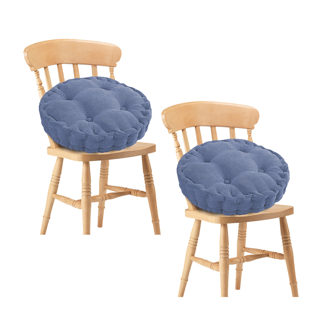 SOGA 2X Blue Round Cushion Soft Leaning Plush Backrest Throw Seat Pillow Home Office Decor-Chair & Sofa Cushions-PEROZ Accessories