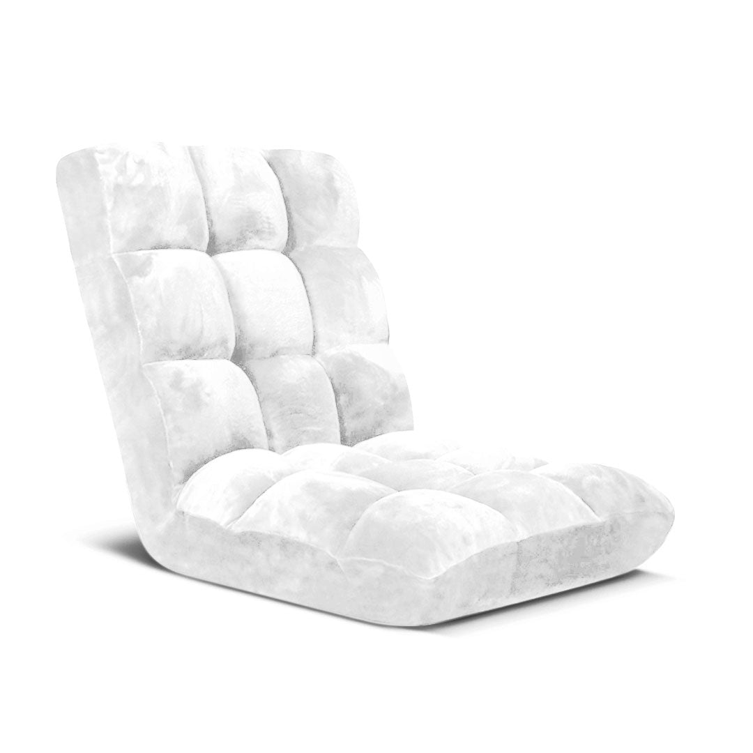 SOGA Floor Recliner Folding Lounge Sofa Futon Couch Folding Chair Cushion White-Recliner Chair-PEROZ Accessories