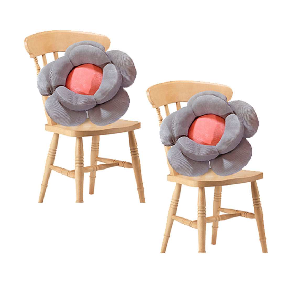 SOGA 2X Grey Double Flower Shape Cushion Soft Bedside Floor Plush Pillow Home Decor-Chair & Sofa Cushions-PEROZ Accessories