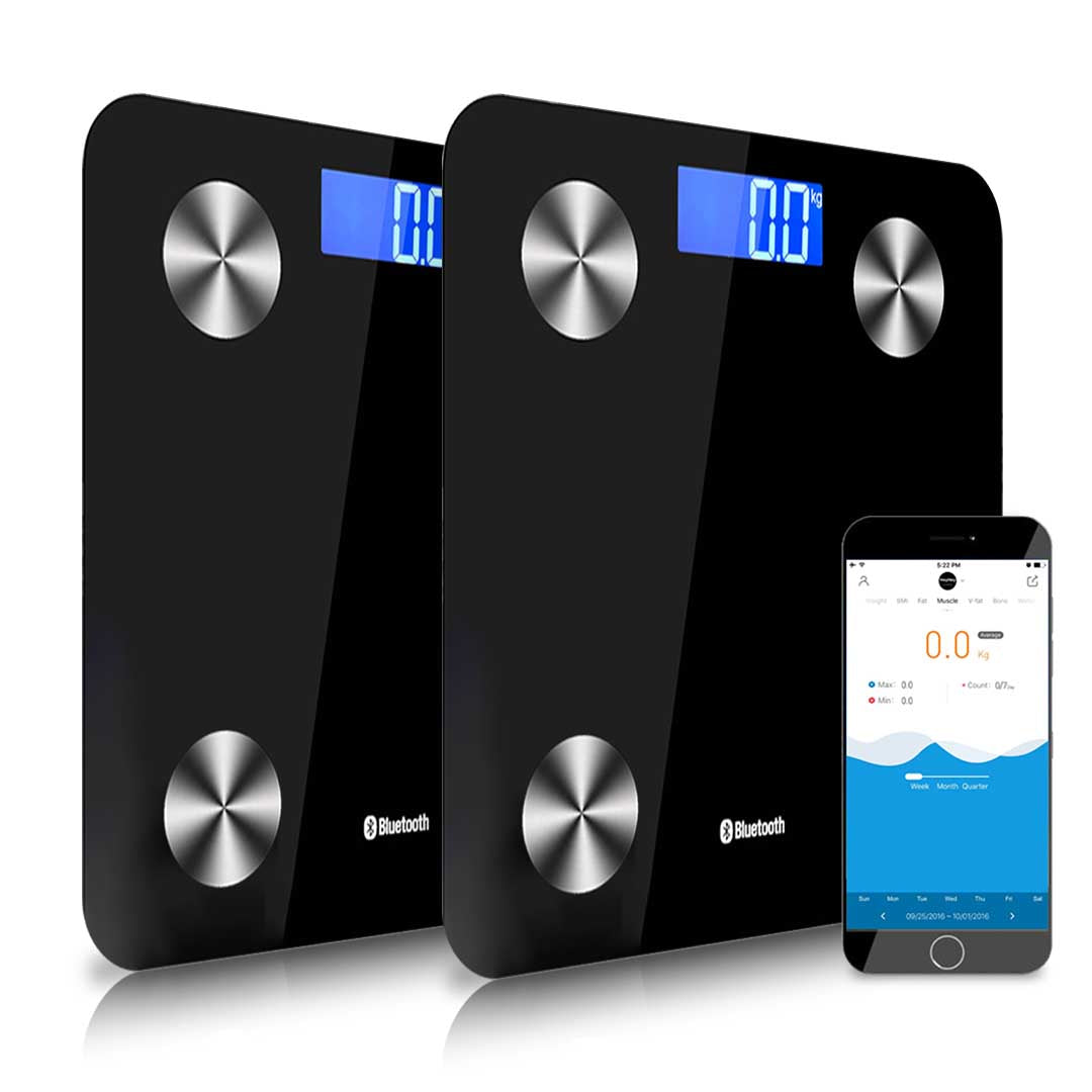 SOGA 2X Wireless Bluetooth Digital Body Fat Scale Bathroom Health Analyser Weight Black-Body Weight Scales-PEROZ Accessories