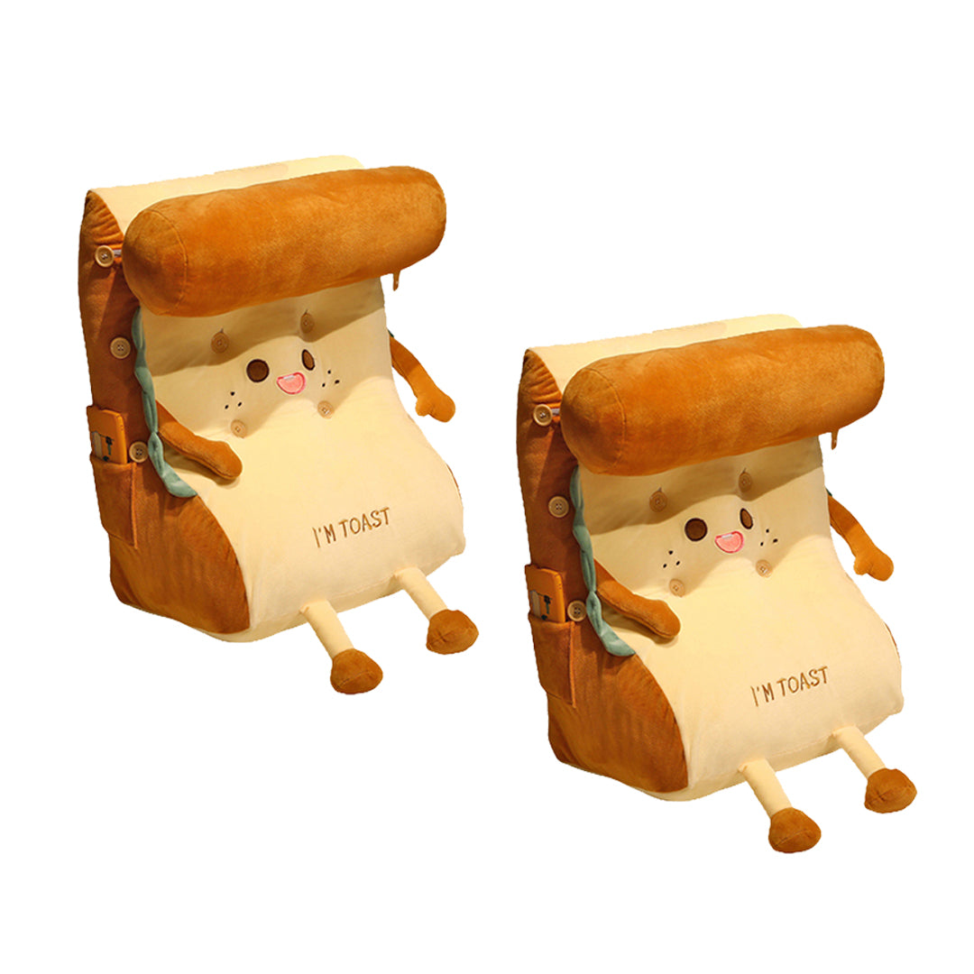 SOGA 2X Cute Face Toast Bread Wedge Cushion Stuffed Plush Cartoon Back Support Pillow Home Decor-PEROZ Accessories