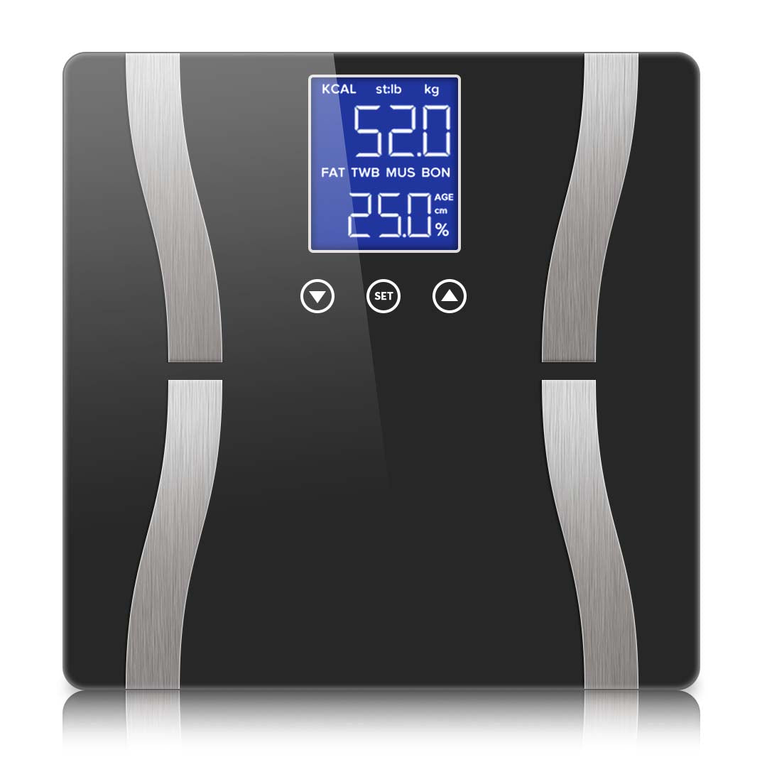 SOGA Glass LCD Digital Body Fat Scale Bathroom Electronic Gym Water Weighing Scales Black-Body Weight Scales-PEROZ Accessories