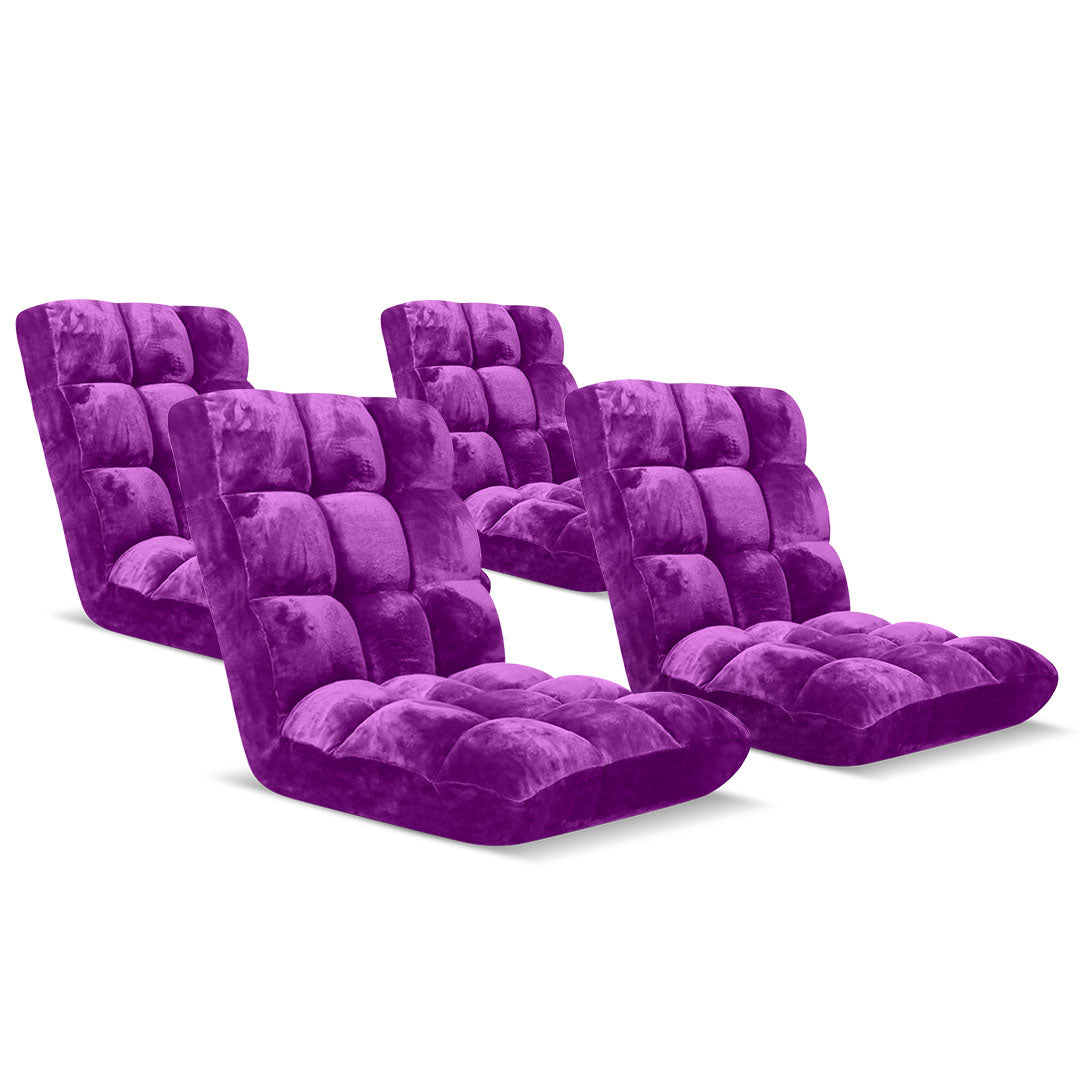 SOGA 4X Floor Recliner Folding Lounge Sofa Futon Couch Folding Chair Cushion Purple-Recliner Chair-PEROZ Accessories