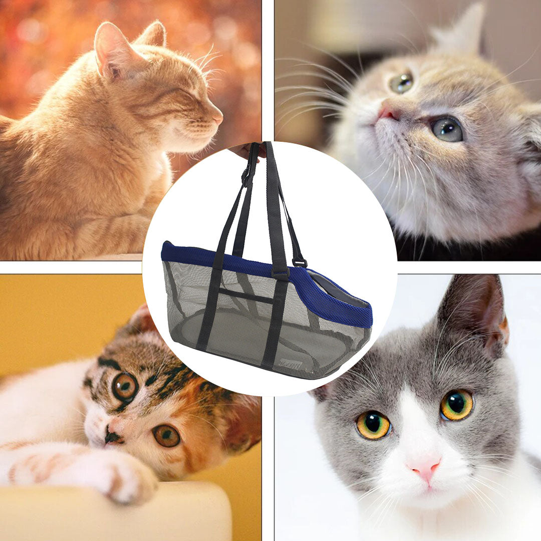 SOGA Grey Pet Carrier Bag Breathable Net Mesh Tote Pouch Dog Cat Travel Essentials-Pet Carriers & Travel Products-PEROZ Accessories