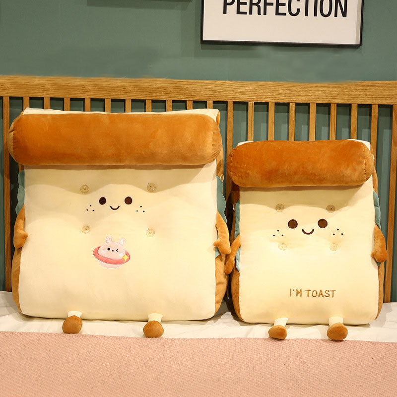 SOGA 2X Smiley Face Toast Bread Wedge Cushion Stuffed Plush Cartoon Back Support Pillow Home Decor-PEROZ Accessories
