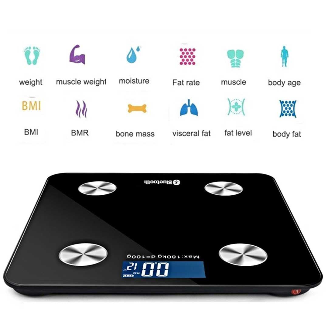 SOGA Wireless Bluetooth Digital Body Fat Scale Bathroom Health Analyser Weight Black-Body Weight Scales-PEROZ Accessories