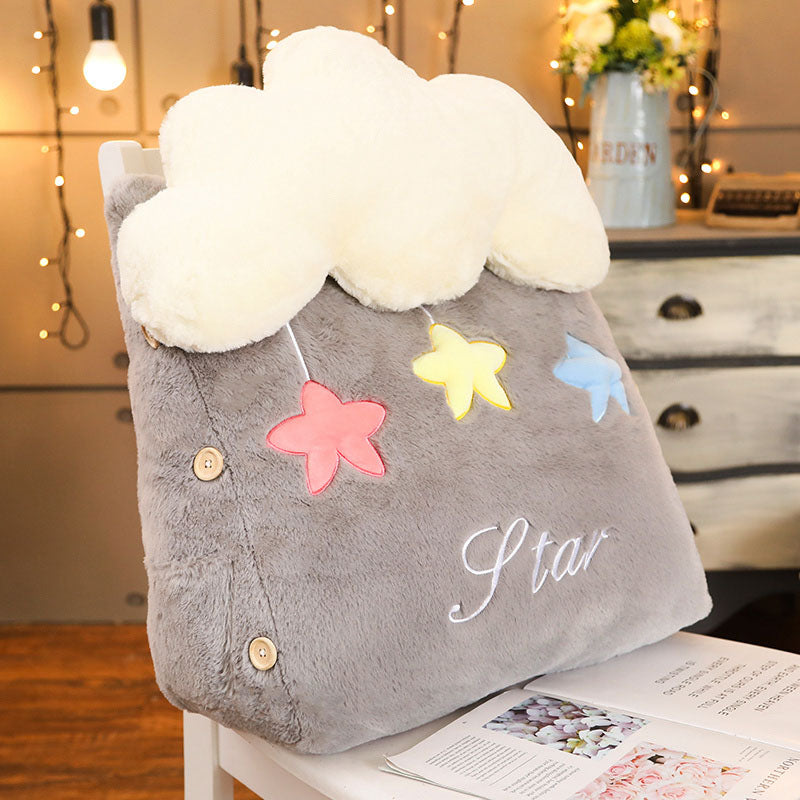 SOGA Grey Cute Star Cloud Cushion Soft Leaning Lumbar Wedge Pillow Bedside Plush Home Decor-Chair & Sofa Cushions-PEROZ Accessories