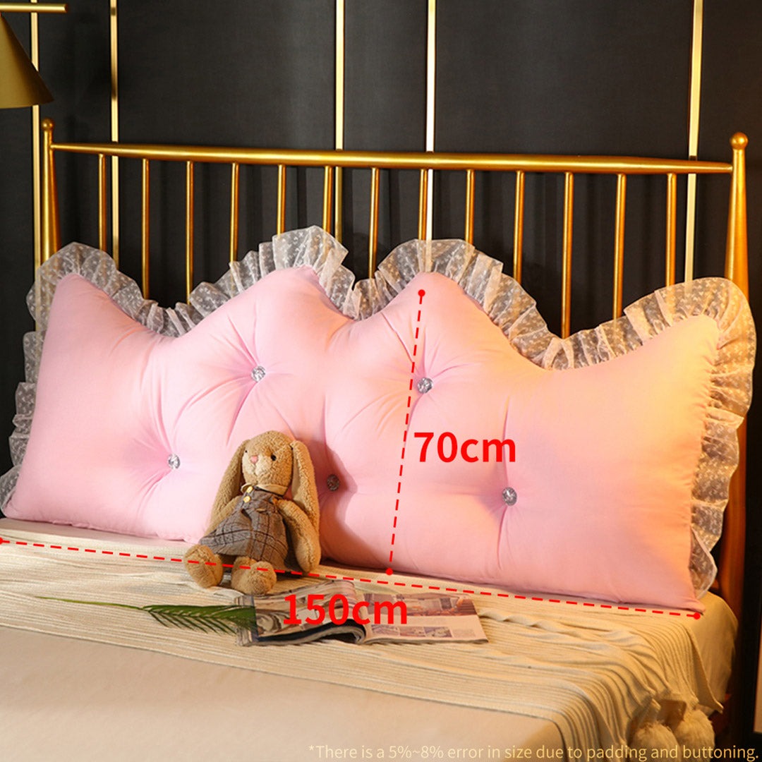 SOGA 4X 150cm Pink Princess Bed Pillow Headboard Backrest Bedside Tatami Sofa Cushion with Ruffle Lace Home Decor-Headboard Pillow-PEROZ Accessories