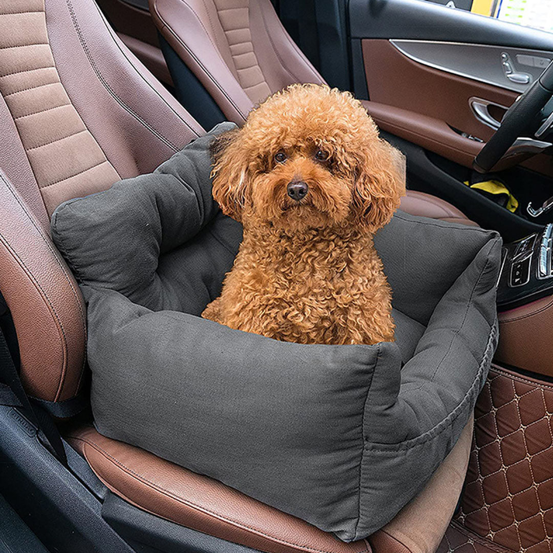 SOGA Grey Pet Car Seat Sofa Safety Soft Padded Portable Travel Carrier Bed-Pet Carriers & Travel Products-PEROZ Accessories
