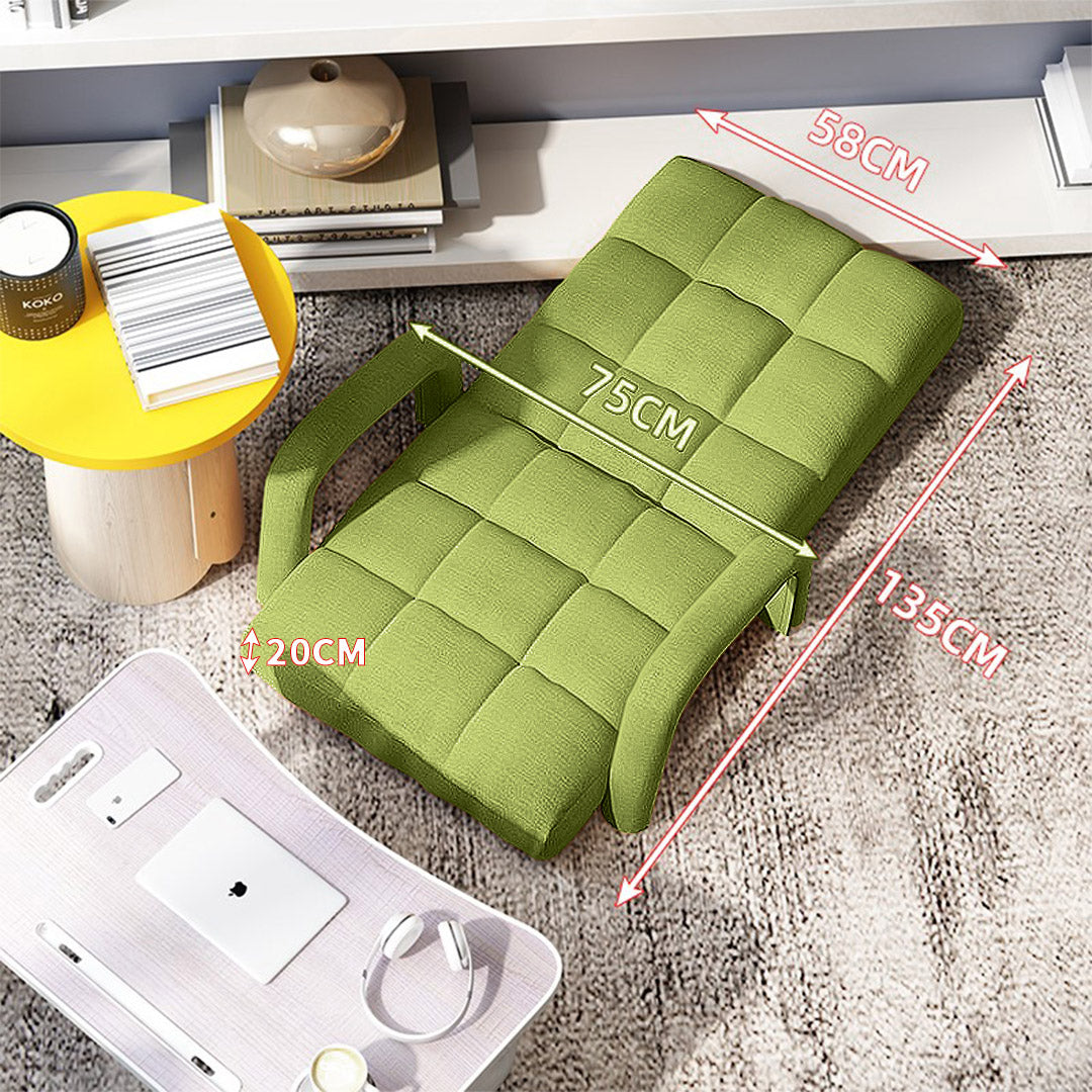 SOGA 2X Foldable Lounge Cushion Adjustable Floor Lazy Recliner Chair with Armrest Yellow Green-Recliner Chair-PEROZ Accessories