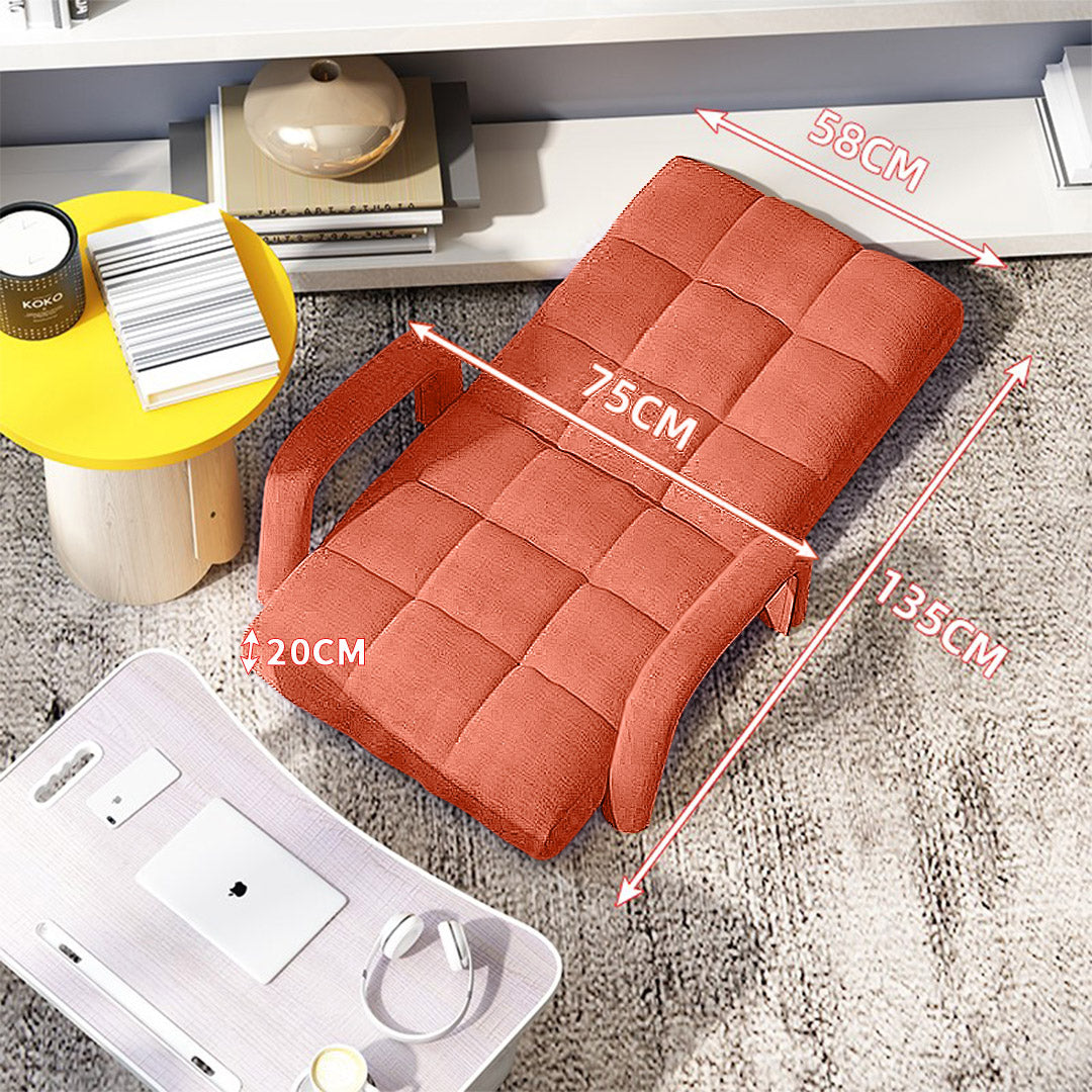 SOGA 4X Foldable Lounge Cushion Adjustable Floor Lazy Recliner Chair with Armrest Orange-Recliner Chair-PEROZ Accessories