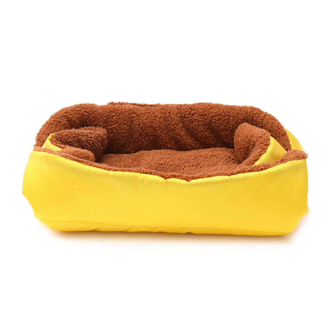 SOGA Yellow Dual purpose Cushion Nest Cat Dog Bed Warm Plush Kennel Mat Pet Home Travel Essentials-Pet Carriers & Travel Products-PEROZ Accessories